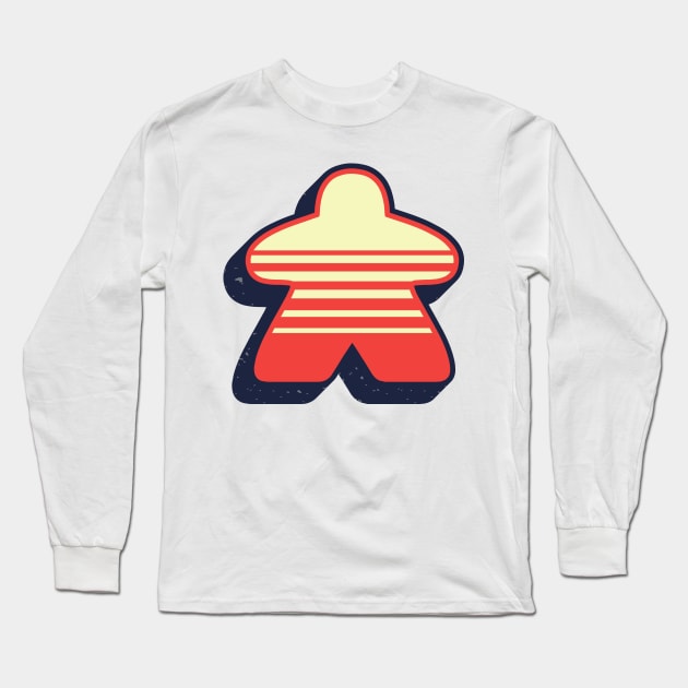 Retro Board Game Meeple Long Sleeve T-Shirt by Beam Geeks